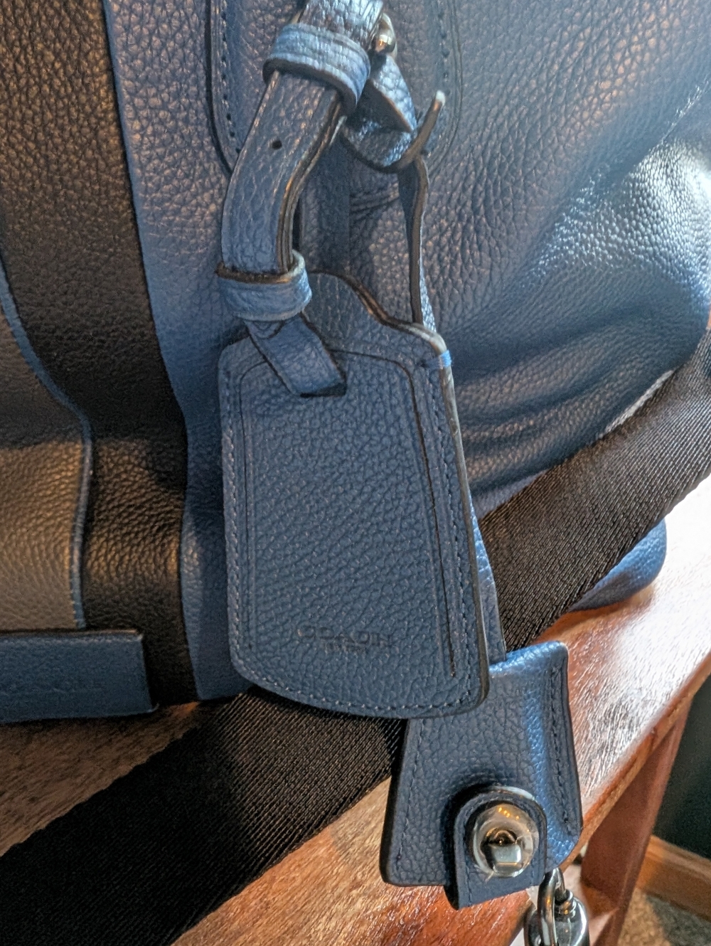 Coach Varsity Stripe Explorer Bag In Pebbled Leather -Blue - Picture 8 of 15